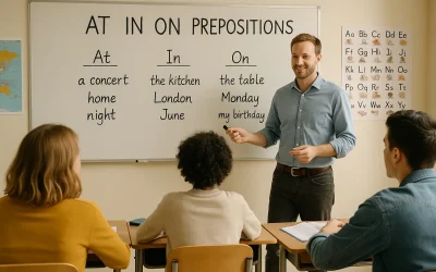 At in on preposition – preposiciones in on at